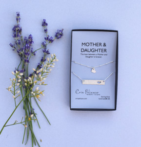 Silver Mother Daughter Bar Necklace Set