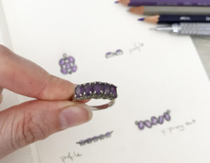 heirloom redesign, sketch, custom jewelry