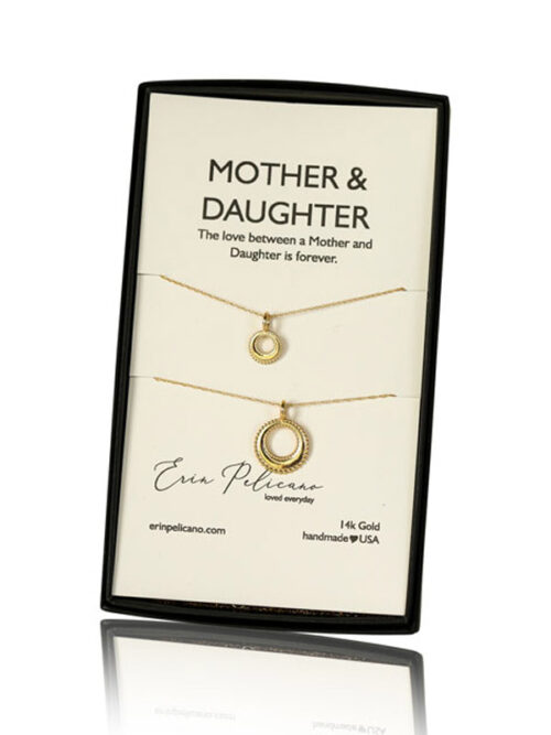 gold mother daughter necklace set, mom daughter moon necklaces