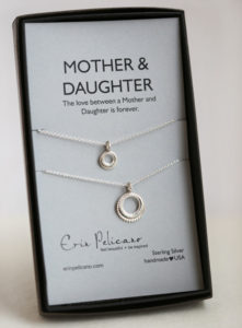 silver mother daughter necklace