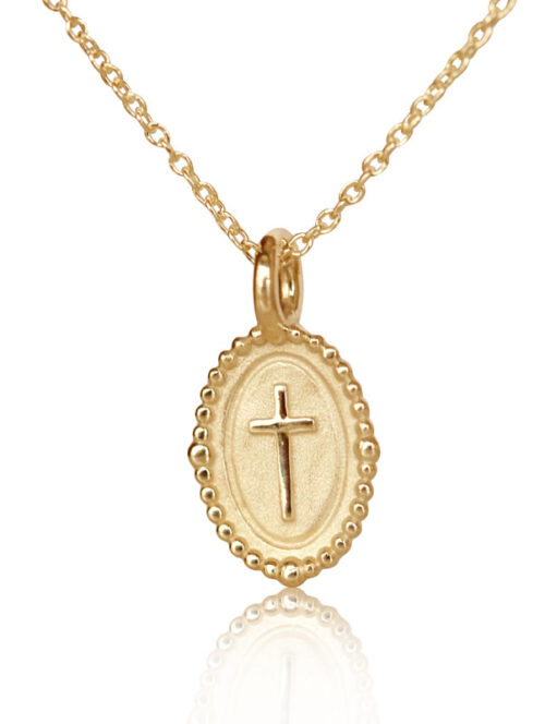 14k gold cross charm necklace, gold cross jewelry