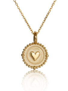 14k gold heart charm necklace, gold heart necklace
