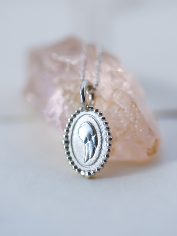silver angel charm necklace