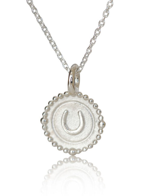 silver horseshoe charm necklace, silver lucky jewelry, silver horseshoe jewelry, equestrian necklace for her
