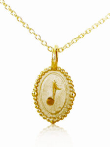 14k gold music note charm, gold musical charm necklace