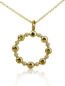 14k gold eternity necklace, gold circle necklace, gold love forever necklace