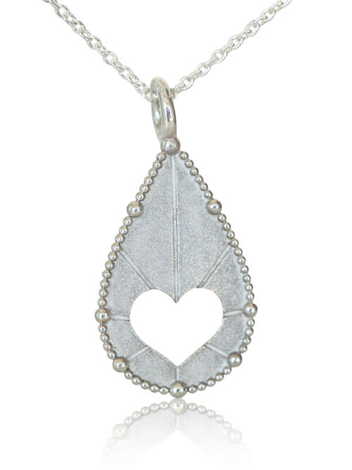 silver heart necklace, made in america fine jewelry