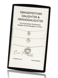 grandmother necklace mother daughter necklace set, generations necklace set heart necklace