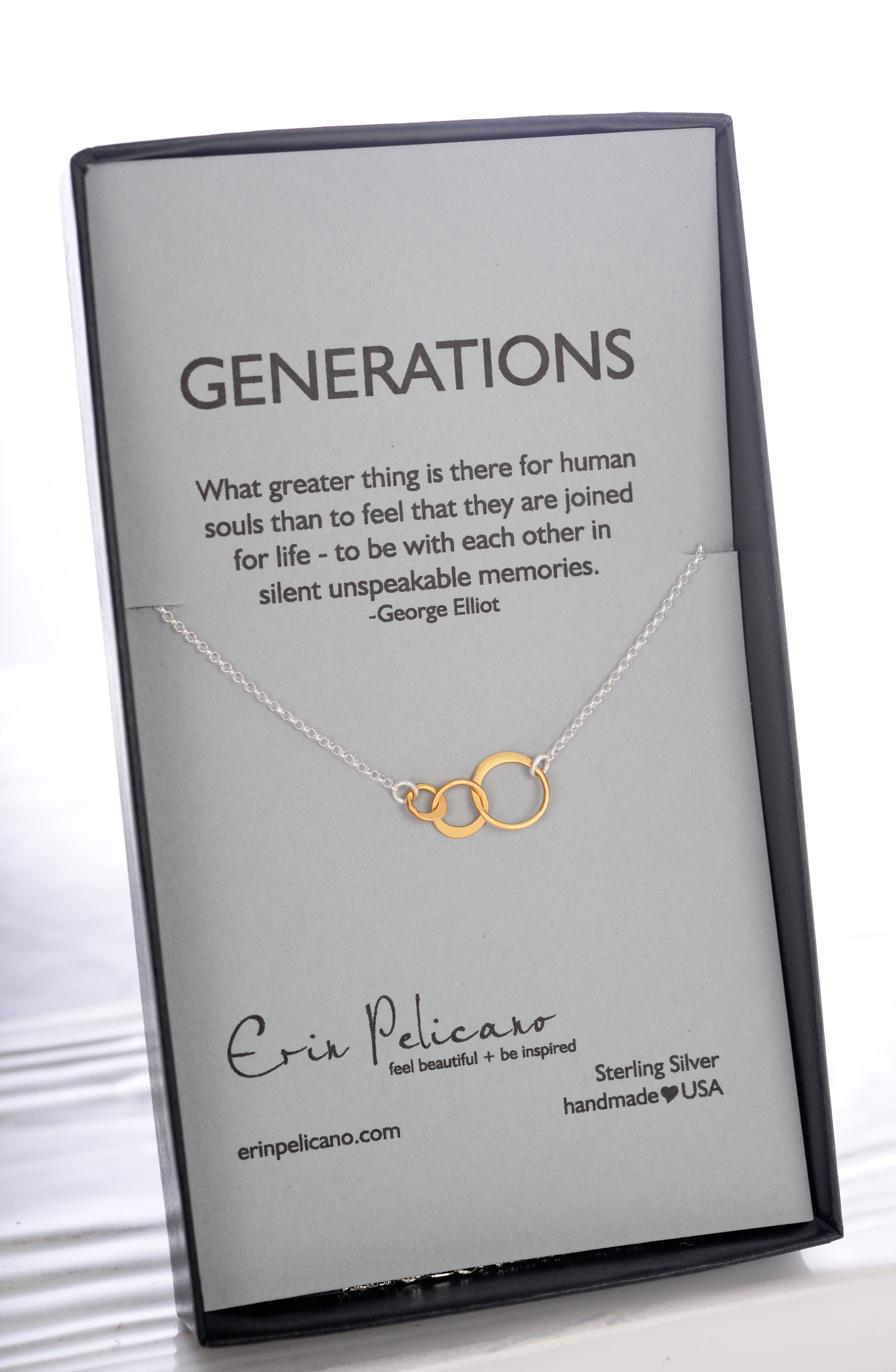 Sterling and Gold Generations Necklace for Grandmother Mother and Daughter