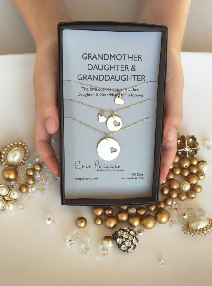 14k Gold Grandmother Daughter Necklace Set  Erin Pelicano