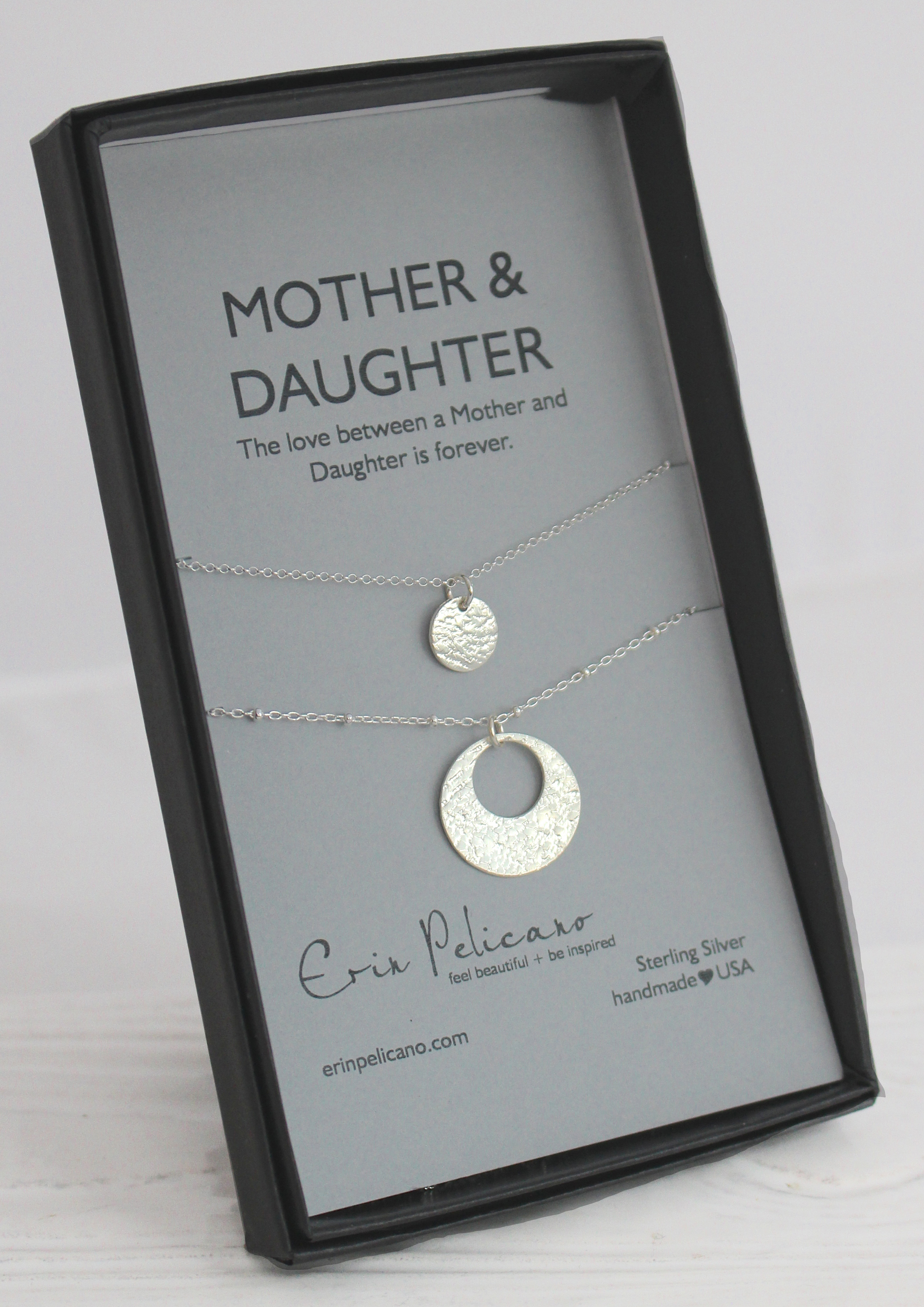 Daisy necklace set Sterling silver necklace sets Mother Daughter. Mother Daughter Necklace Set Daisy necklace set sterling silver on 16 & 18 sterling silver box chain 
