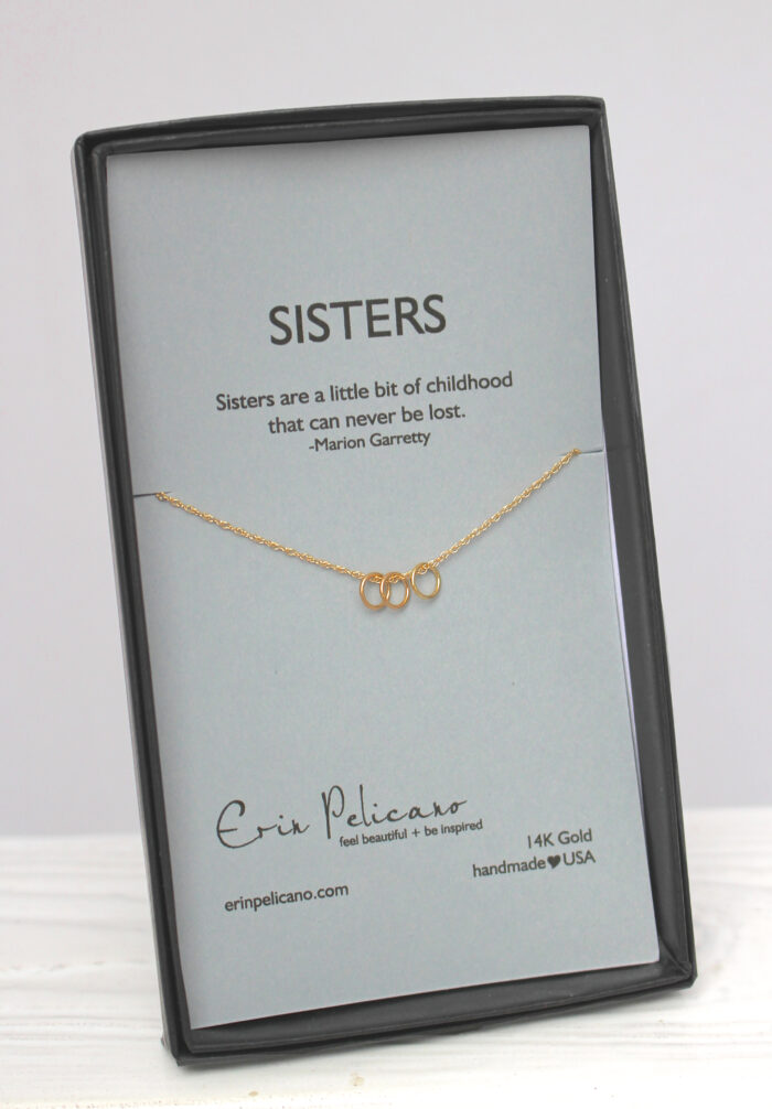 gold sisters necklace, sister jewelry, gold sister necklace