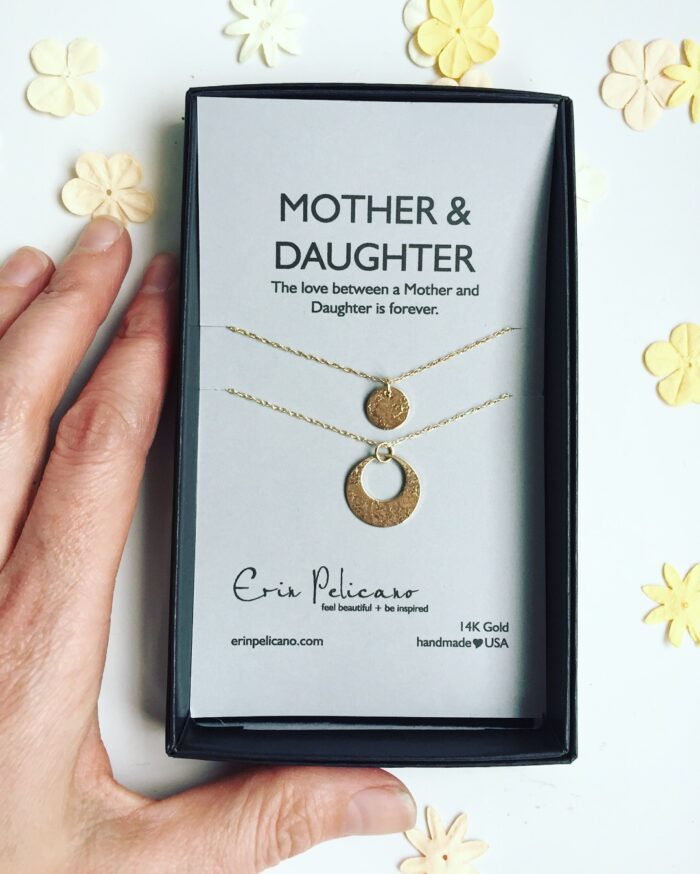 mother of the bride gift, daughter wedding gift, gold mother daughter necklaces, gold mom necklace