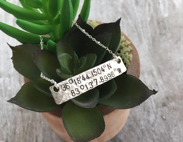 Custom Coordinates Necklace Navigate Necklace Custom Bar Necklace