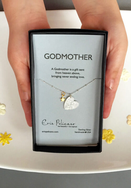 Godmother necklace, Godmother Gift, Heart Jewelry