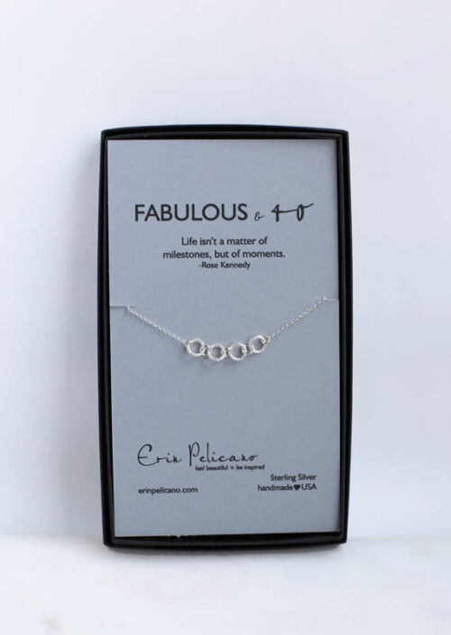40th birthday gift for her, silver fabulous and 40 necklace