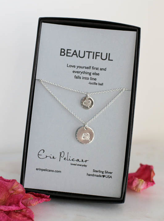 Mom Daughter necklace Rose Jewelry