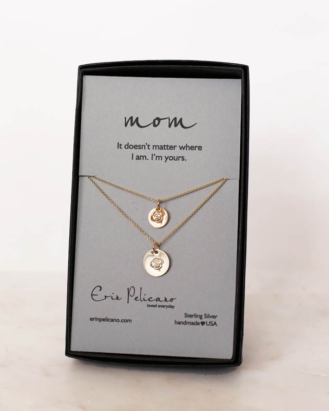 Gold Mother Daughter Necklace, Rose Jewelry