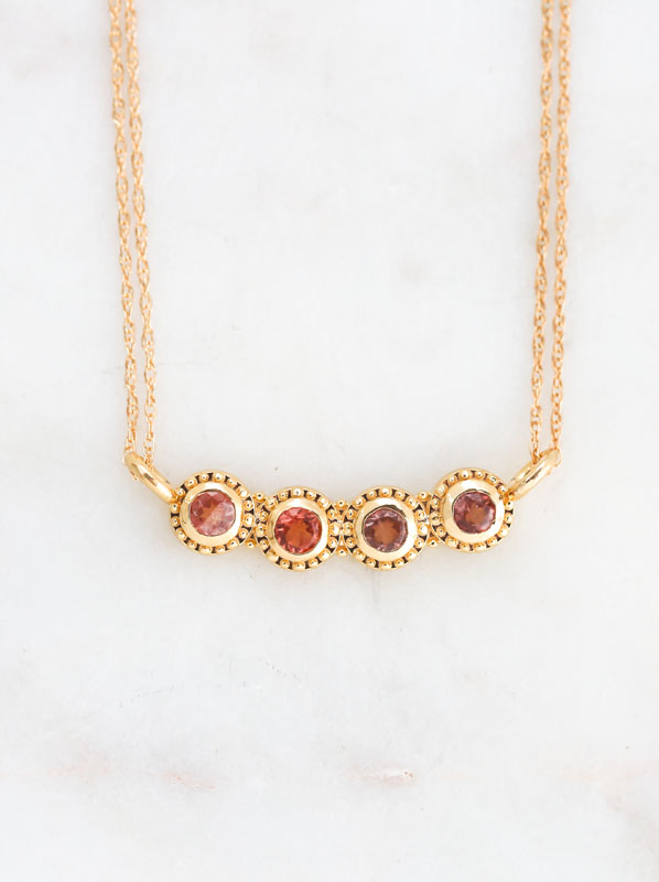 sunstone gold necklace, sapphire necklace