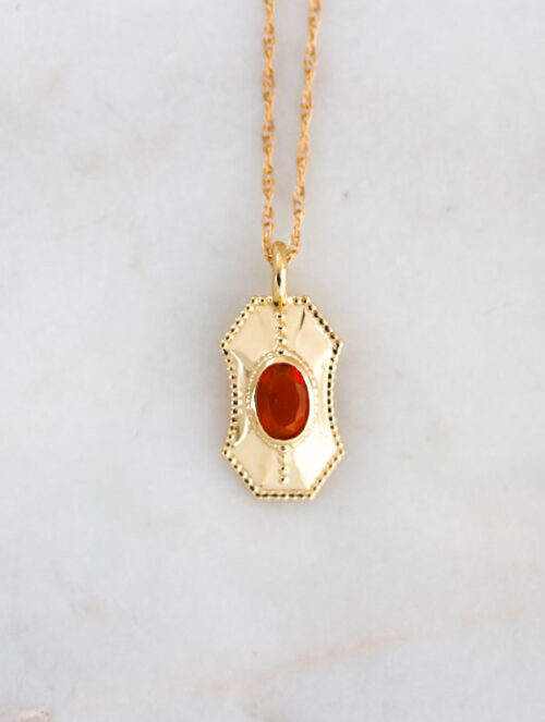 fire opal gold necklace, hope jewelry, gift for her