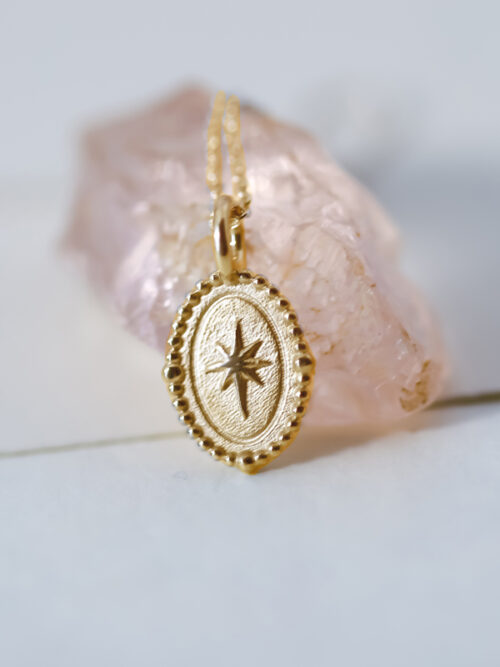 gold compass charm necklace
