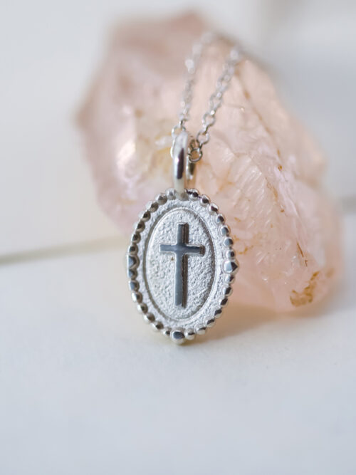 silver cross charm necklace