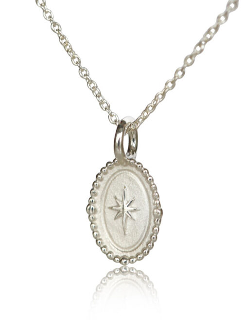 silver navigate charm necklace silver compass jewelry silver north star necklace
