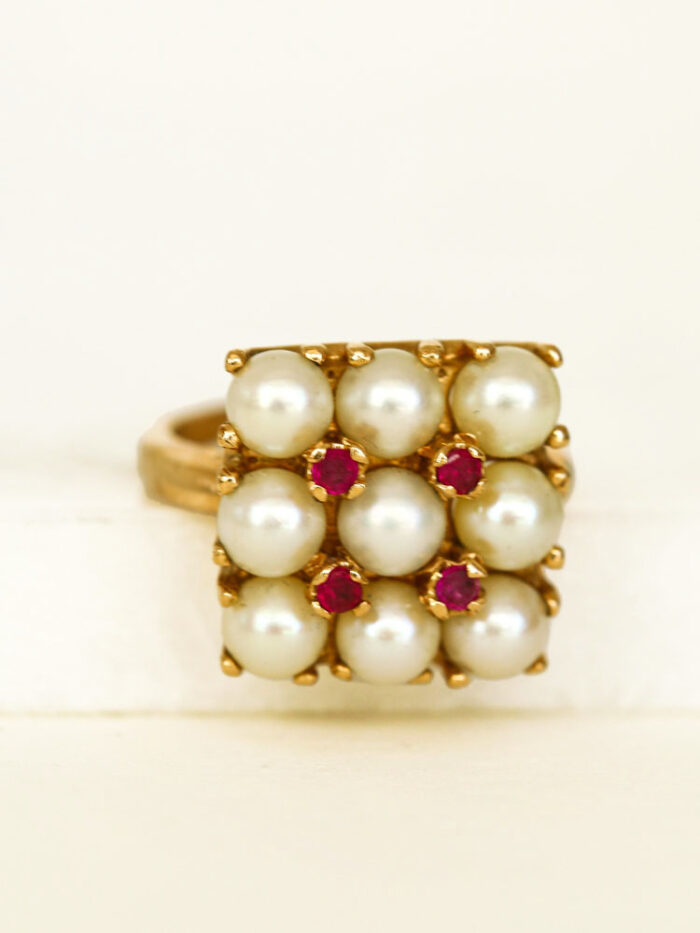 Vintage Pearl Checkerboard Ring