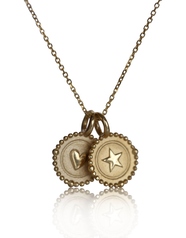 gold charm necklace, 14k gold charms