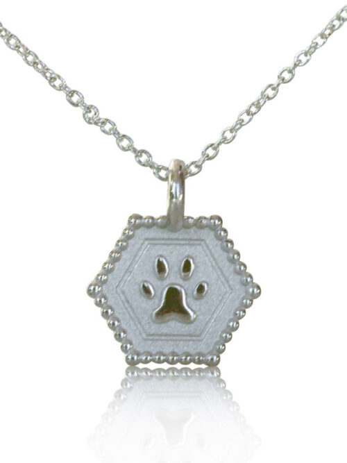 silver paw print charm necklace, sterling silver paw jewelry