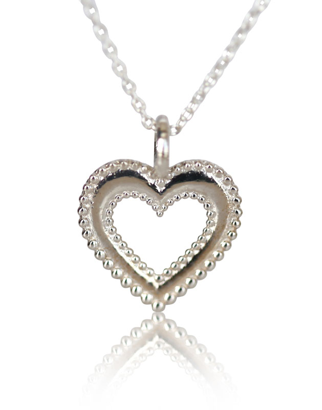 silver heart necklace, sterling silver heart jewelry Mom necklace