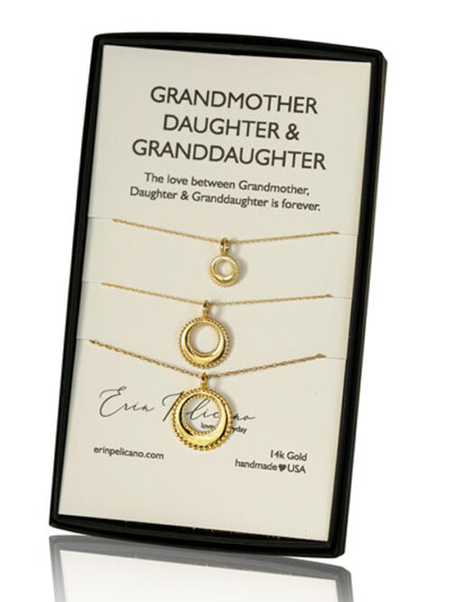 grandmother mother granddaughter necklace set, moon necklace set