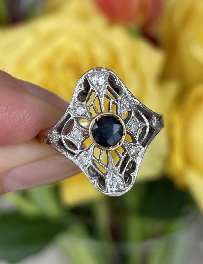 Art Deco Filigree Sapphire - Image 4