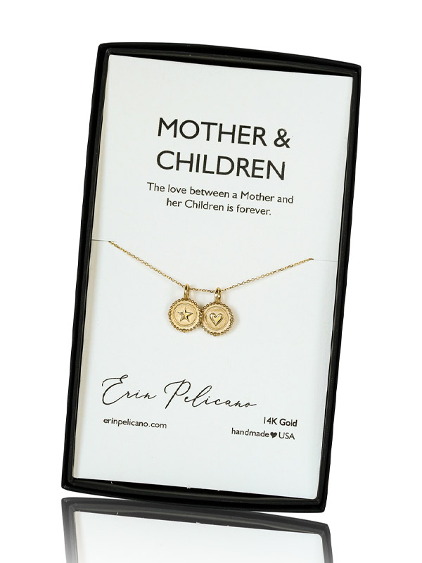 mom children necklace, personalized mom jewelry, gold charm necklace for mom