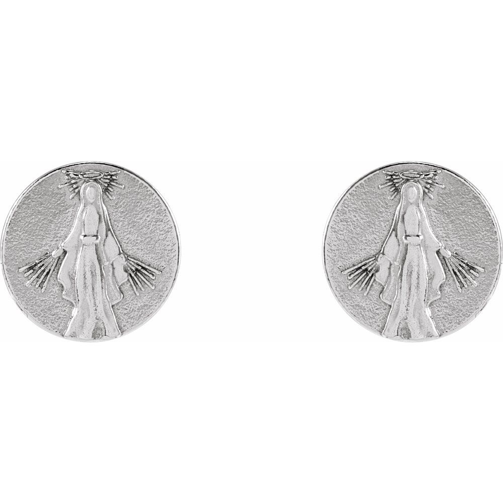 Tiny Miraculous Medal Studs Silver or Gold - Image 2