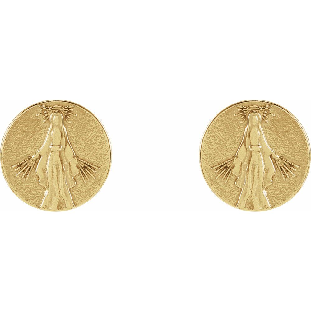 Tiny Miraculous Medal Studs Silver or Gold - Image 4