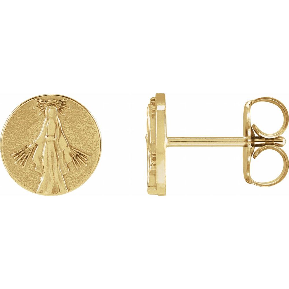 Tiny Miraculous Medal Studs Silver or Gold - Image 5