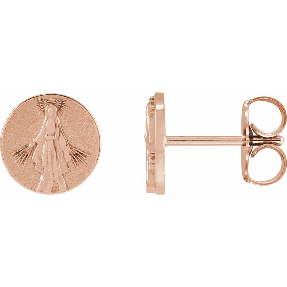 Tiny Miraculous Medal Studs Silver or Gold - Image 6