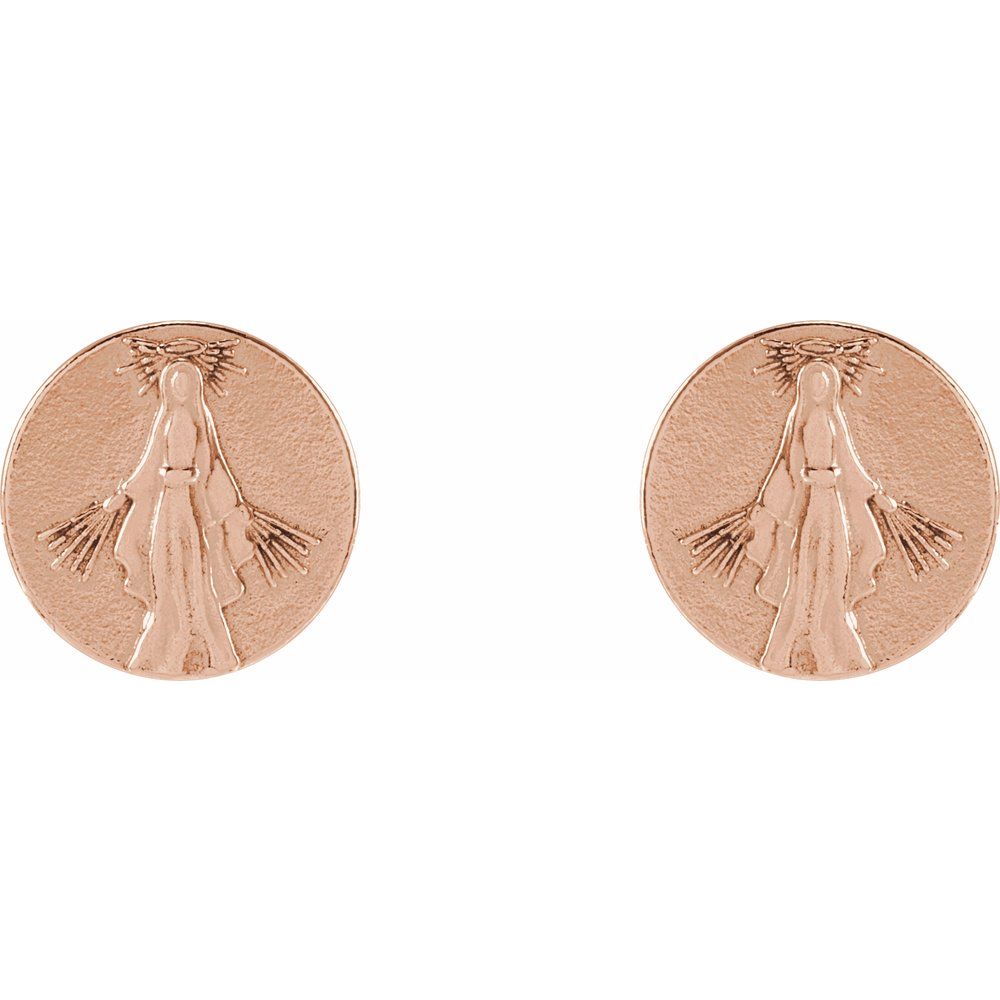 Tiny Miraculous Medal Studs Silver or Gold - Image 7