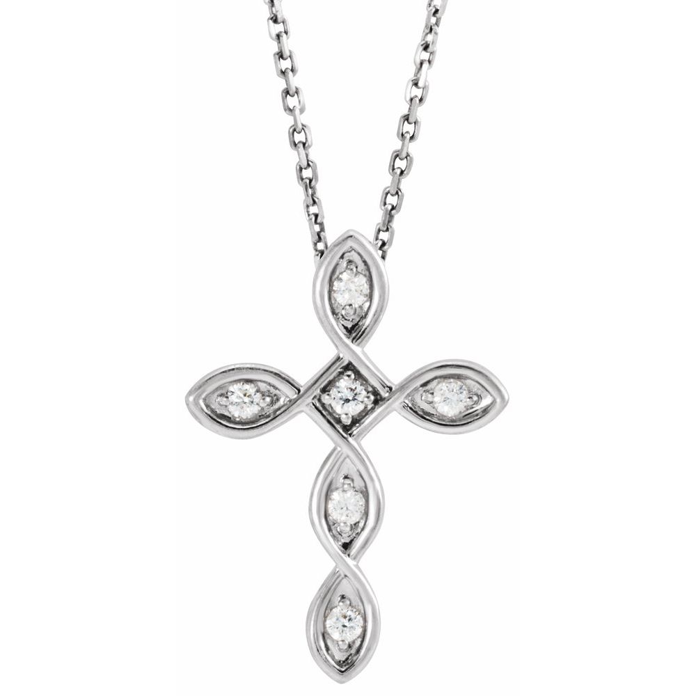 Diamond Scroll Cross Necklace - Image 2