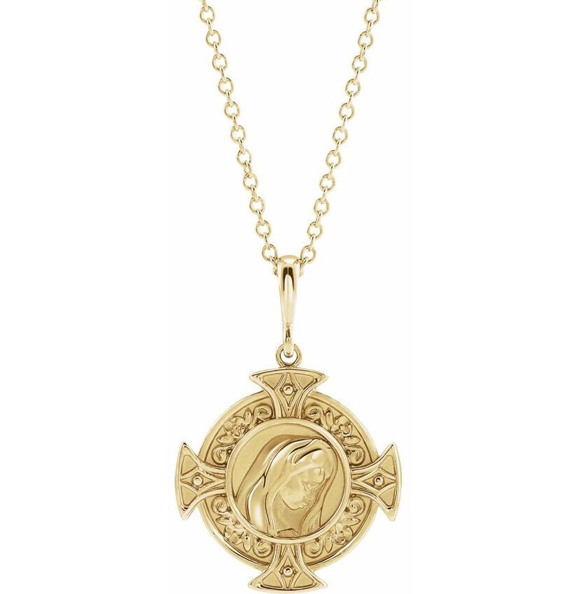 14k Gold Virgin Mary Devotion Necklace - Image 2