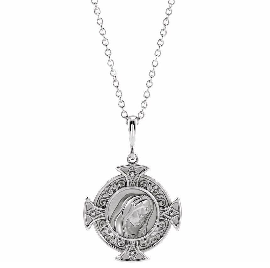 Sterling Silver Virgin Mary Devotion Necklace